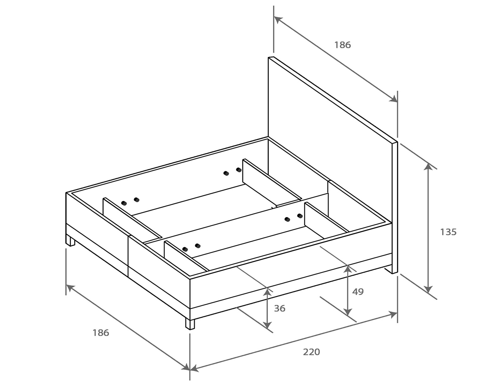 Rozměry postele Venus DT
