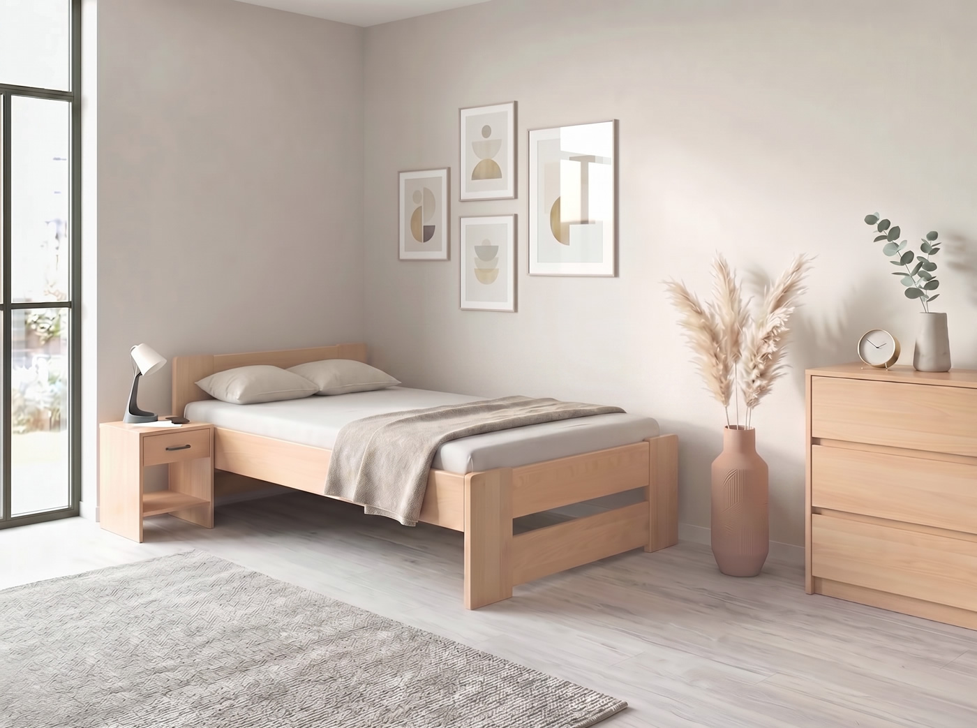 Test jednoduché postele Miva s hlavovým čelem