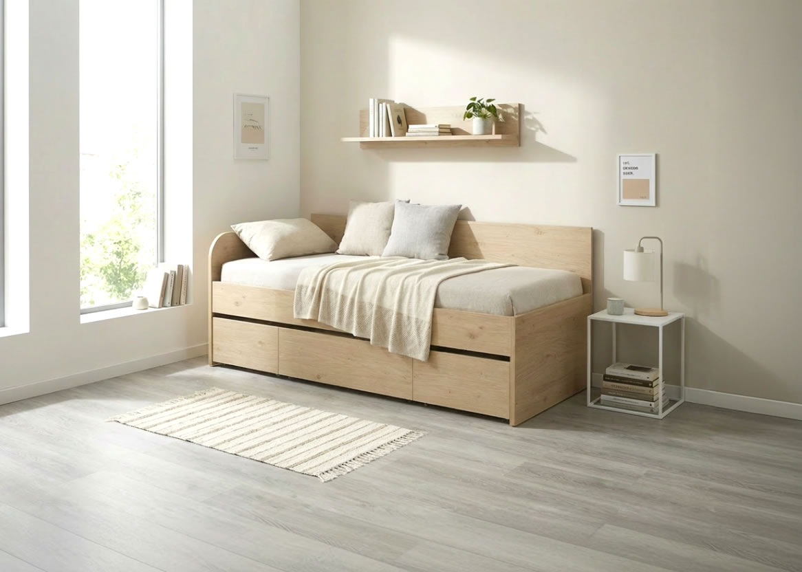 Vyvýšená dětská postel EMA s úložným prostorem