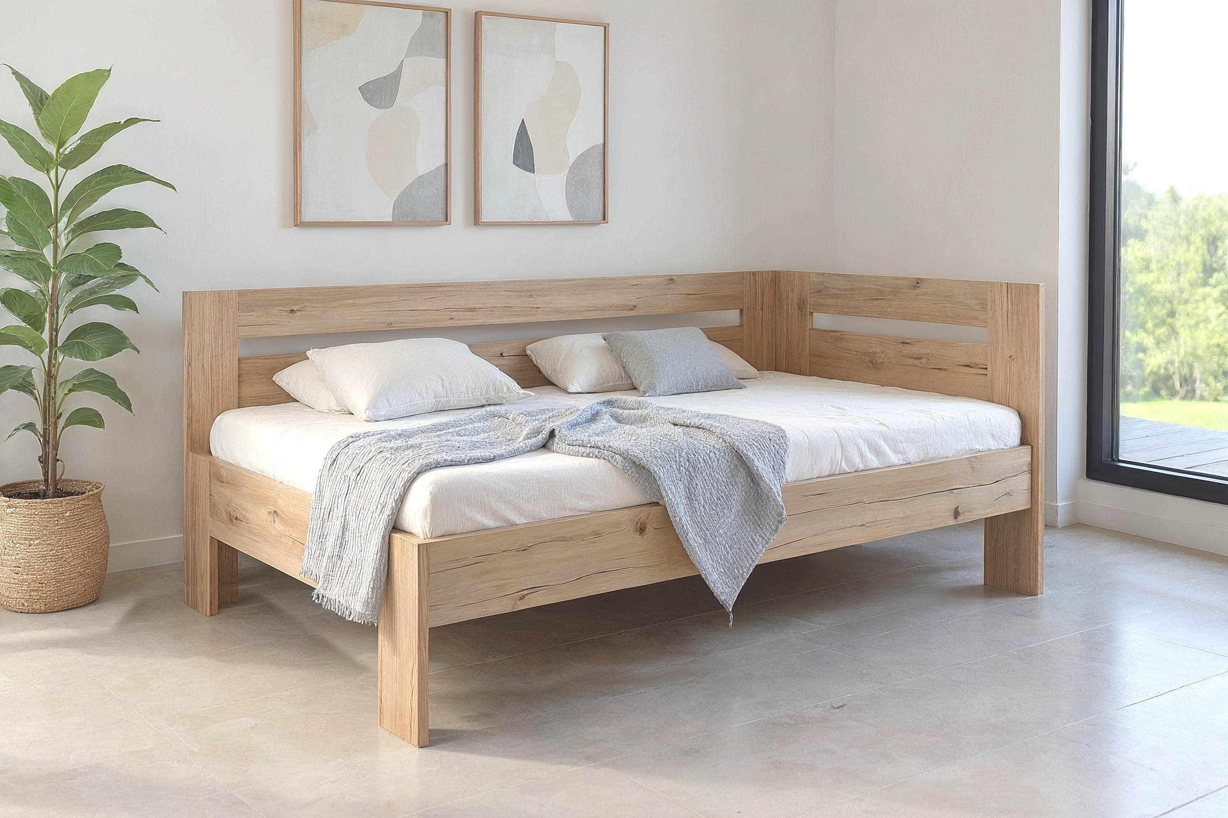 Rohová postel Erika 90x200 s bočním čelem - pravé provedení