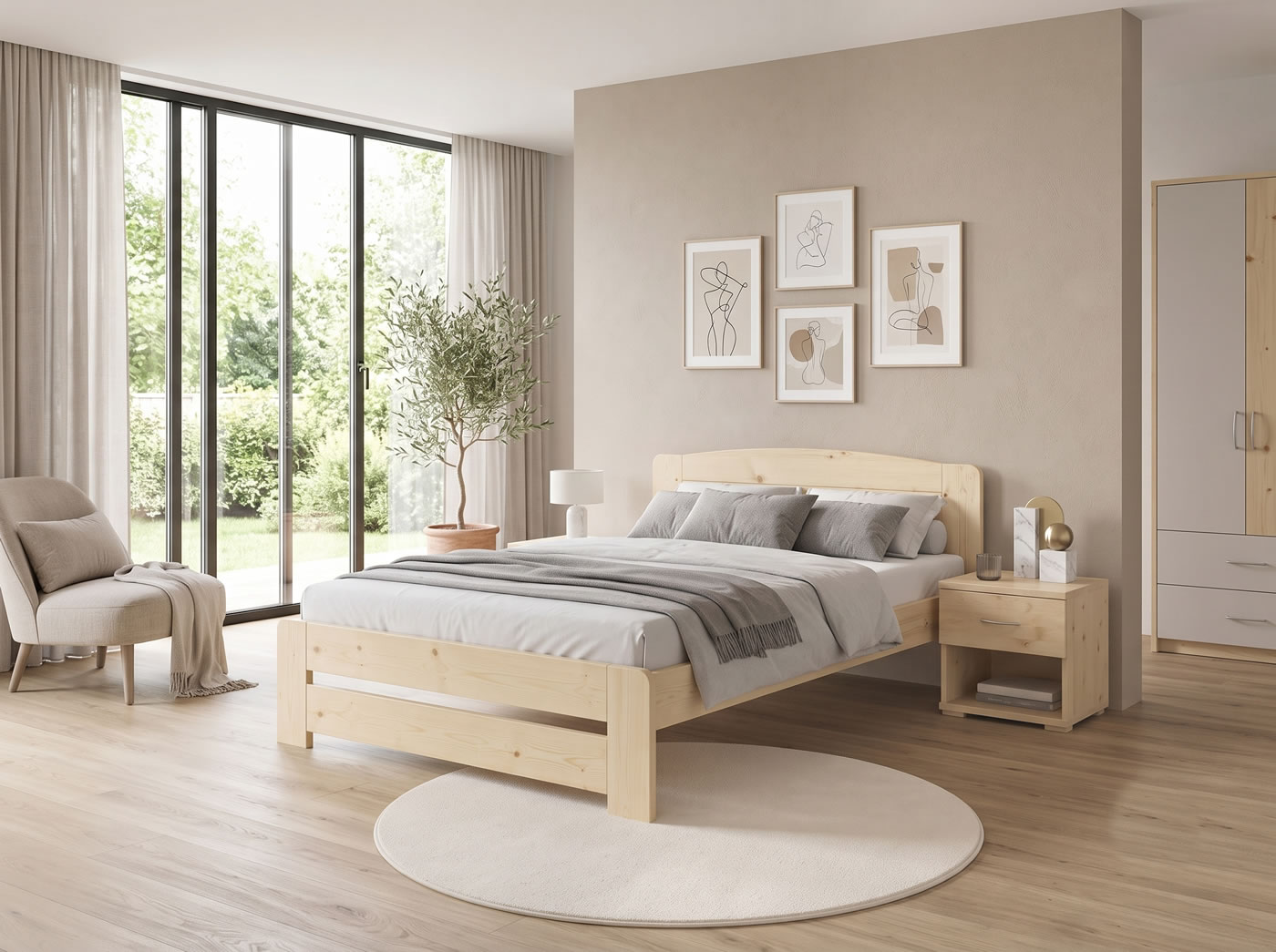 Smrková postel Justina 140x200 cm s klasickým designem