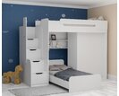 Multifunkční patrová postel Dori se spodní postelí a skříní, lamino bílá Multifunkční patrová postel Dori se spodní postelí a skříní, lamino bílá