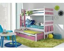 Poschoďová postel s úložným prostorem pro 3 děti MAX, masiv borovice Poschoďová postel s úložným prostorem pro 3 děti MAX, masiv borovice