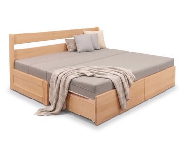 Rozkládací postel s úložným prostorem FLEXO - bez čel, masiv buk Rozkládací postel s úložným prostorem FLEXO - bez čel, masiv buk