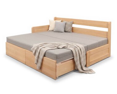 Rozkládací postel s úložným prostorem FLEXO - Levá, masiv buk Rozkládací postel s úložným prostorem FLEXO - Levá, masiv buk