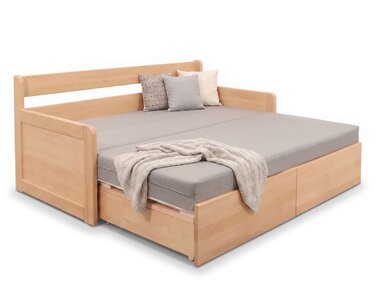 Rozkládací postel s úložným prostorem FLEXO - s čely, masiv buk Rozkládací postel s úložným prostorem FLEXO - s čely, masiv buk