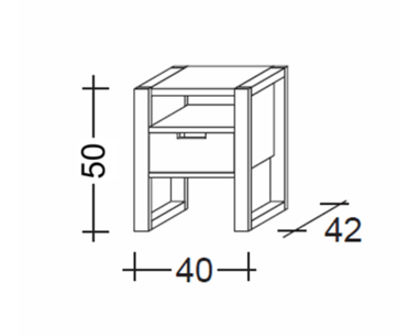 Noční stolek RHINO C0560 B, masiv bílý smrk - rozměry Noční stolek RHINO C0560 B, masiv bílý smrk - rozměry