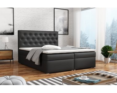 Americká postel boxspring CS34015, s matrací a úložným prostorem, černá ekokůže, 180x200 cm  Americká postel boxspring CS34015, s matrací a úložným prostorem, černá ekokůže, 180x200 cm