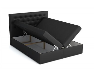 Americká postel boxspring CS34015, s matrací a úložným prostorem, černá ekokůže, 180x200 cm Americká postel boxspring CS34015, s matrací a úložným prostorem, černá ekokůže, 180x200 cm