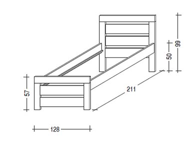 Postel z masivu - jednolůžko RHINO I. senior A0545 B, 120x200, bílý smrk - rozměry Postel z masivu - jednolůžko RHINO I. senior A0545 B, 120x200, bílý smrk - rozměry