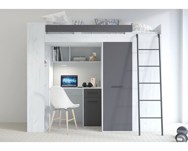 postel Vera - Pravá, lamino craft bílý grafit pohled zepředu postel Vera - Pravá, lamino craft bílý grafit pohled zepředu