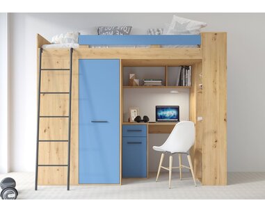 postel Vera - Levá, lamino dub artisan modrá pohled zepředu postel Vera - Levá, lamino dub artisan modrá pohled zepředu