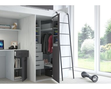 postel Vera - Pravá, lamino craft bílý grafit pohled do skříně postel Vera - Pravá, lamino craft bílý grafit pohled do skříně