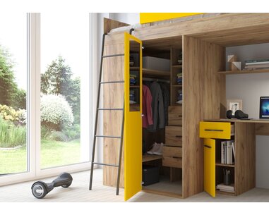 postel Vera - Levá, lamino dub artisan žlutá pohled do skříně postel Vera - Levá, lamino dub artisan žlutá pohled do skříně