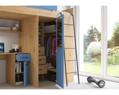 postel Vera - Pravá, lamino dub artisan modrá pohled do skříně postel Vera - Pravá, lamino dub artisan modrá pohled do skříně