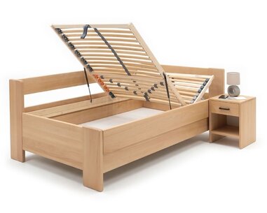 Rohová buková postel s roštem MIVA pravá, 120x200 Rohová buková postel s roštem MIVA pravá, 120x200