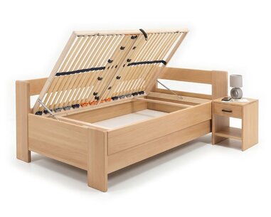 Rohová buková postel s roštem MIVA pravá, 120x200 Rohová buková postel s roštem MIVA pravá, 120x200