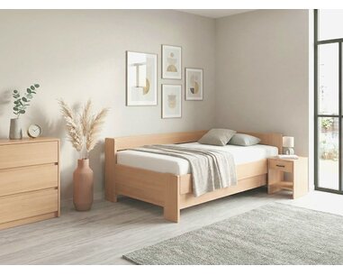 Rohová buková postel s roštem MIVA pravá, 120x200 Rohová buková postel s roštem MIVA pravá, 120x200