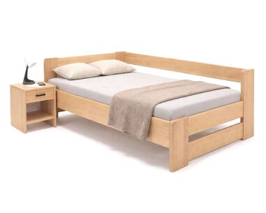 Rohová dřevěná postel MIVA, 120x200, masiv buk Rohová dřevěná postel MIVA, 120x200, masiv buk