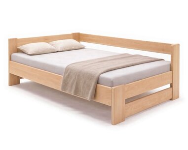 Rohová dřevěná postel MIVA, 120x200, masiv buk Rohová dřevěná postel MIVA, 120x200, masiv buk