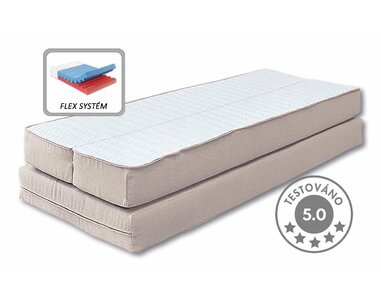 Středně tvrdá zdravotní matrace FERATA - sada k rozkládací posteli, 18cm, 90x200cm, 2x45x200cm (půlená), 120kg  Středně tvrdá zdravotní matrace FERATA - sada k rozkládací posteli, 18cm, 90x200cm, 2x45x200cm (půlená), 120kg