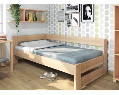 Postel jednolůžko z masivu Ela, Levá, 120x200 cm Postel jednolůžko z masivu Ela, Levá, 120x200 cm