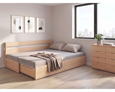 Rozkládací postel s úložným prostorem FLEXO - bez čel, masiv buk Rozkládací postel s úložným prostorem FLEXO - bez čel, masiv buk