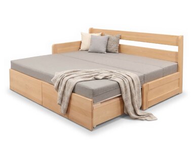 Rozkládací postel s úložným prostorem FLEXO - Levá, masiv buk Rozkládací postel s úložným prostorem FLEXO - Levá, masiv buk