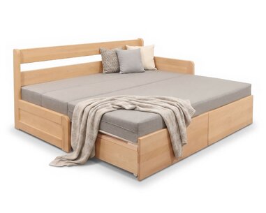 Rozkládací postel s úložným prostorem FLEXO - Pravá, masiv buk Rozkládací postel s úložným prostorem FLEXO - Pravá, masiv buk