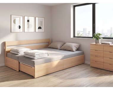Rozkládací postel s úložným prostorem FLEXO - Pravá, masiv buk Rozkládací postel s úložným prostorem FLEXO - Pravá, masiv buk