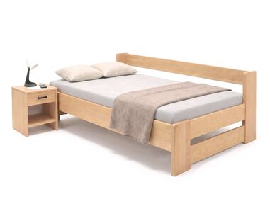 Zvýšená postel jednolůžko MIVA s bočním čelem 140x200, masiv buk Zvýšená postel jednolůžko MIVA s bočním čelem 140x200, masiv buk