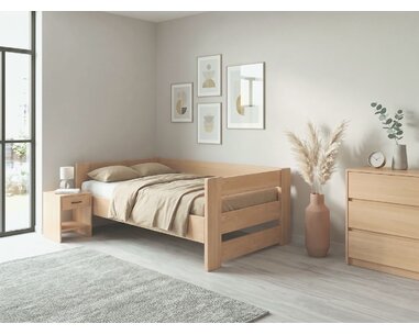 Zvýšená postel jednolůžko MIVA s čely, 100x200, masiv buk Zvýšená postel jednolůžko MIVA s čely, 100x200, masiv buk