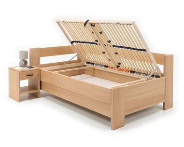 Rohová buková postel s roštem MIVA levá, 120x200 Rohová buková postel s roštem MIVA levá, 120x200