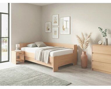 Rohová buková postel s roštem MIVA levá, 120x200 Rohová buková postel s roštem MIVA levá, 120x200