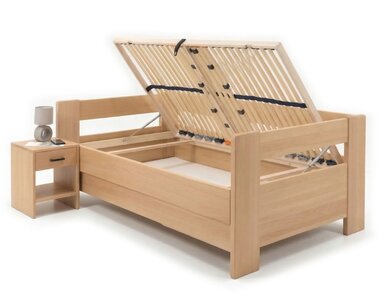 Zvýšená buková postel s roštem MIVA s čely, 90x200 Zvýšená buková postel s roštem MIVA s čely, 90x200