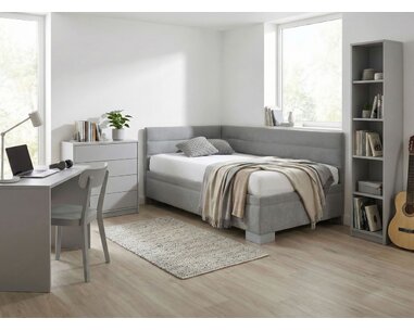 Rohová čalouněná postel Niobe, s úložným prostorem, 90x200cm Rohová čalouněná postel Niobe, s úložným prostorem, 90x200cm