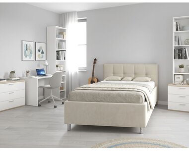 Čalouněná postel s úložným prostorem Crissy, 120x200, bílá Čalouněná postel s úložným prostorem Crissy, 120x200, bílá