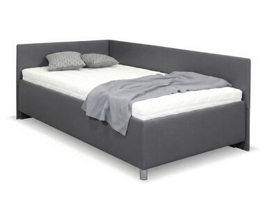 Zvýšená čalouněná postel s úložným prostorem Ryana, 90x200, tmavě šedá Zvýšená čalouněná postel s úložným prostorem Ryana, 90x200, tmavě šedá