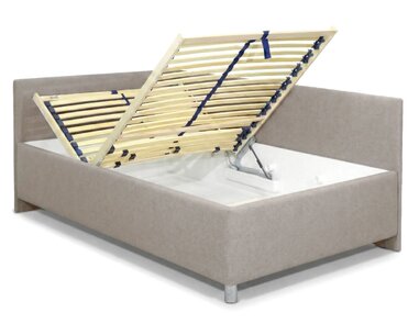 Rohová zvýšená čalouněná postel Ryana, s úložným prostorem, 90x200cm Rohová zvýšená čalouněná postel Ryana, s úložným prostorem, 90x200cm