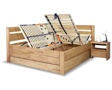 Postel s úložným prostorem Academia, masiv buk Postel s úložným prostorem Academia, masiv buk