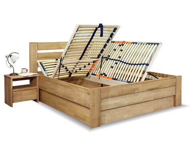 Postel dvoulůžko s úložným prostorem Orfeus, masiv buk Postel dvoulůžko s úložným prostorem Orfeus, masiv buk