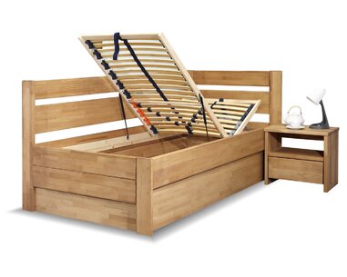 Postel s úložným prostorem Academia, 120x200, masiv buk, Levá Postel s úložným prostorem Academia, 120x200, masiv buk, Levá