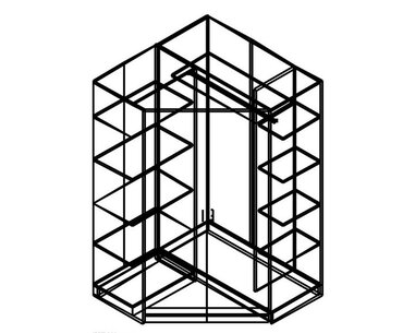 Rohová šatní skříň dvoudveřová IA61550, ořech/bílá Rohová šatní skříň dvoudveřová IA61550, ořech/bílá
