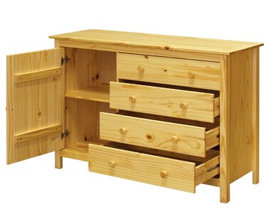 Komoda 4 zásuvková s dvířky IA8078, masiv borovice Komoda 4 zásuvková s dvířky IA8078, masiv borovice