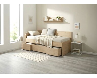 Rohová vyvýšená postel s úložným prostorem EMA, 90x200cm Rohová vyvýšená postel s úložným prostorem EMA, 90x200cm