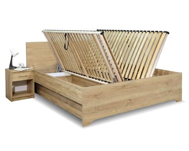 Postel dvoulůžko s úložným prostorem HUGO, boční výklop Postel dvoulůžko s úložným prostorem HUGO, boční výklop