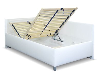 Zvýšená čalouněná postel s úložným prostorem Ryana, 140x200, bílá Zvýšená čalouněná postel s úložným prostorem Ryana, 140x200, bílá