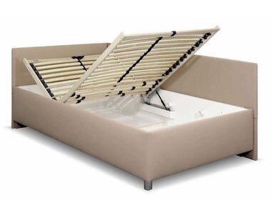 Zvýšená čalouněná postel s úložným prostorem Ryana, 120x200, hnědošedá Zvýšená čalouněná postel s úložným prostorem Ryana, 120x200, hnědošedá