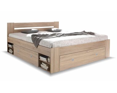 Zvýšená postel s úložným prostorem NEPOLI 160x200,  dub sonoma Zvýšená postel s úložným prostorem NEPOLI 160x200,  dub sonoma