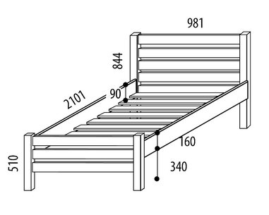 Zvýšené jednolůžko KARLA senior 90x200cm, masiv smrk Zvýšené jednolůžko KARLA senior 90x200cm, masiv smrk